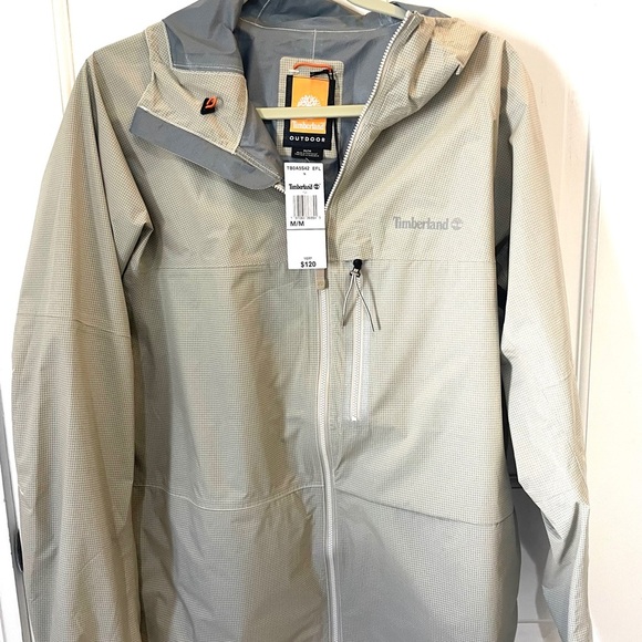 NWT Timberland Gray Hooded Jacket‎ dryvent technology windproof packable light - Picture 1 of 9
